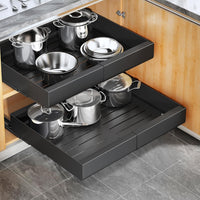 Pull-Out Cabinet Organiser 2-Pack Extendable Slide-Out Drawers Nano Tape or Screws â 43D x 30-50W x 5.8H cm