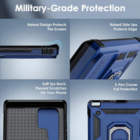 for Samsung Galaxy S25 Ultra Case with 2 Pack Screen Protector, Slide Camera Cover & Kickstand, Heavy Duty Shockproof Rugged Protective Phone Cover Case for Samsung Galaxy S25 Ultra, Blue