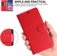 STAWLKA Case for Samsung Galaxy S10, Premium PU Leather Flip Magnetic Buckle Wallet Case Kickstand Blocking RFID Shockproof Protective Phone Cover for Samsung Galaxy S10 - Red