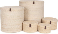 Large Seagrass Storage & Laundry Baskets Bleached Off-White Set of 2 45cm & 35cm