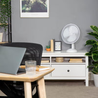 Russell Hobbs 12in Portable Desk Fan 3-Speed Wide-Angled Oscillation â White