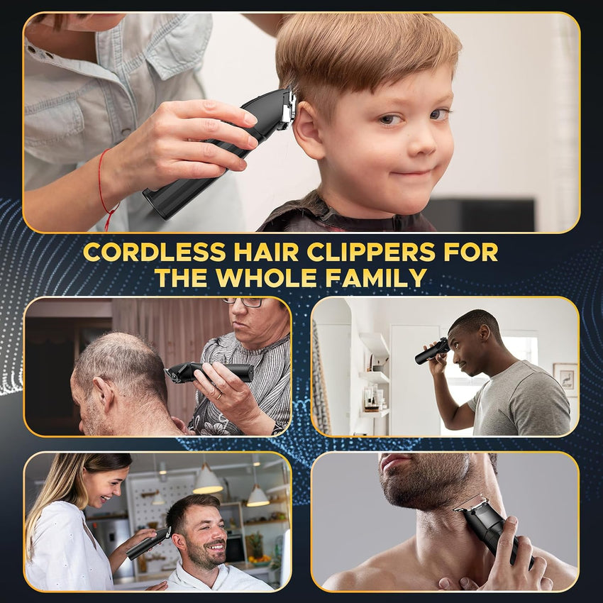 Professional Hair Clippers and Beard Trimmer for Men, Cordless Hair Trimmer Barber Clippers Hair Cutting Kit Rechargeable T-Blade Shaver Haircut Grooming Set with 10 Guide Combs Gifts for Men