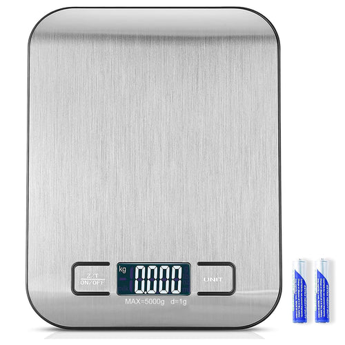 Digital Kitchen Scales 11 lb Backlit LCD Tare Touch Buttons 5 units duracell batteries