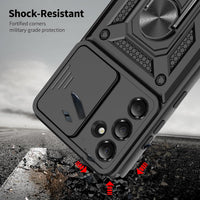 Phone Case for Samsung Galaxy S25 FE 5G Case with Ring Kickstand NO Screen Protector, Slide Camera Full Body Protective Shockproof Silicone Tough Hard Armour S25 FE Cover