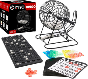 Bingo Game Set Metal Drum 75 Balls 150 Chips & 500 Cards Ã¢ÂÂ Black