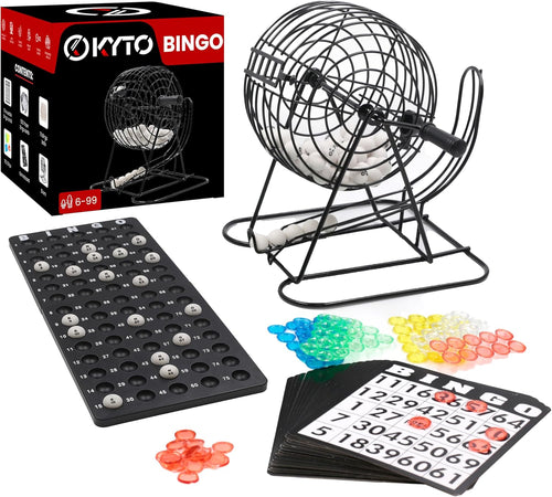 Bingo Game Set Metal Drum 75 Balls 150 Chips & 500 Cards Ã¢ÂÂ Black
