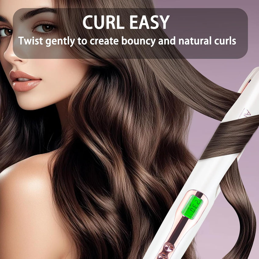 Pro Twist 2-in-1 Hair Straightener & Curler Ceramic Dual Voltage LCD 130-230Â°C - With Heat Mat