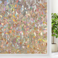 rabbitgoo Rainbow Window Film Privacy Film for Glass Windows, Decorative Stickers for Glass Privacy, Static Cling Self-Adhesive Vinyl Rainbow Stickers Gray Silver 90x300cm