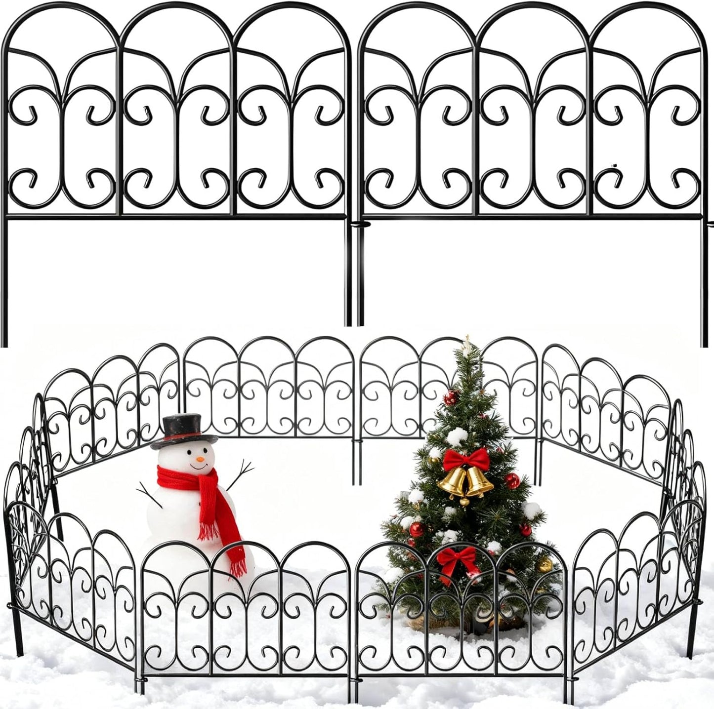 Amagabeli Garden Home 5-Pack Decorative Metal Garden Fence Panels â 46cm(H) x 2.29m(L) Rustproof Wrought Iron Landscape Border, Outdoor Folding Barrier for Flower Beds, Yard Edging & Animal Protection