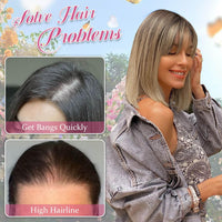 Peonymebeauty Fake Bangs Hair Toppers for Women, 4"X5" Base Topper with 360Â°Clip in Fringe for Hair Loss 12 Inch Synthetic Fiber Wiglets Ladies Straight Hairpieces for Daily Use Add Volume(Dark Brown)
