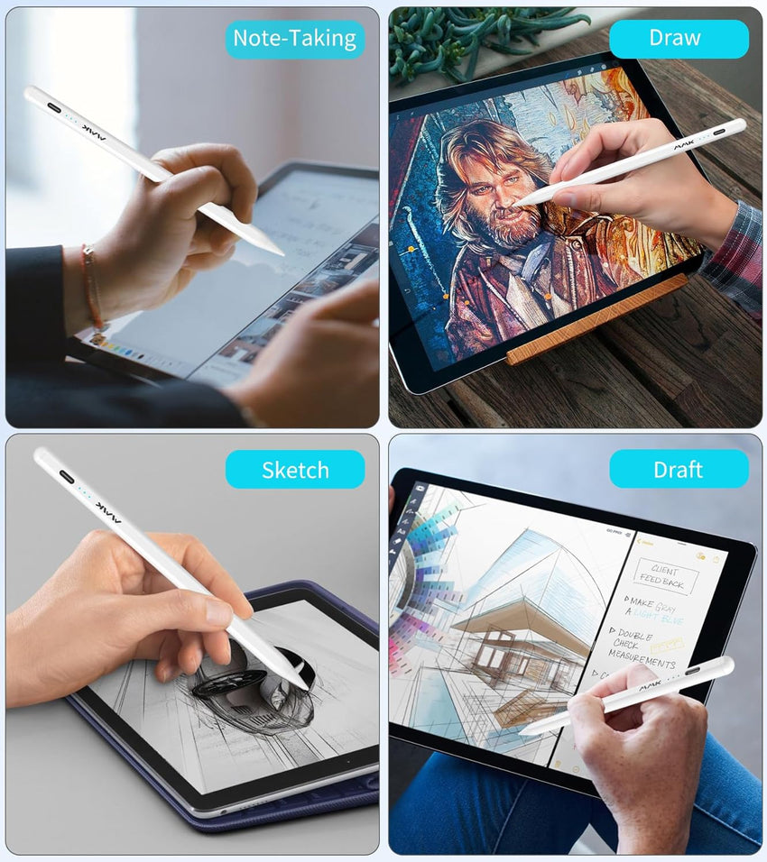 MMK Stylus Pen black for iPad(2018-2024), 2.0 Gen Pencil with Pixel-Perfect Precision & Tilt Sensitivity, Compatible with iPad 6-10th Gen,for iPad Pro 12.9''/11''/13'',for iPad Air 3/4/5/6,for iPad Mini 5/6