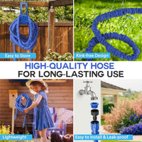Expandable Garden Hose 30m (100ft) 8-Mode Spray Gun 3x Flexible Non-Kinking â 3/4in & 1/2in Connectors