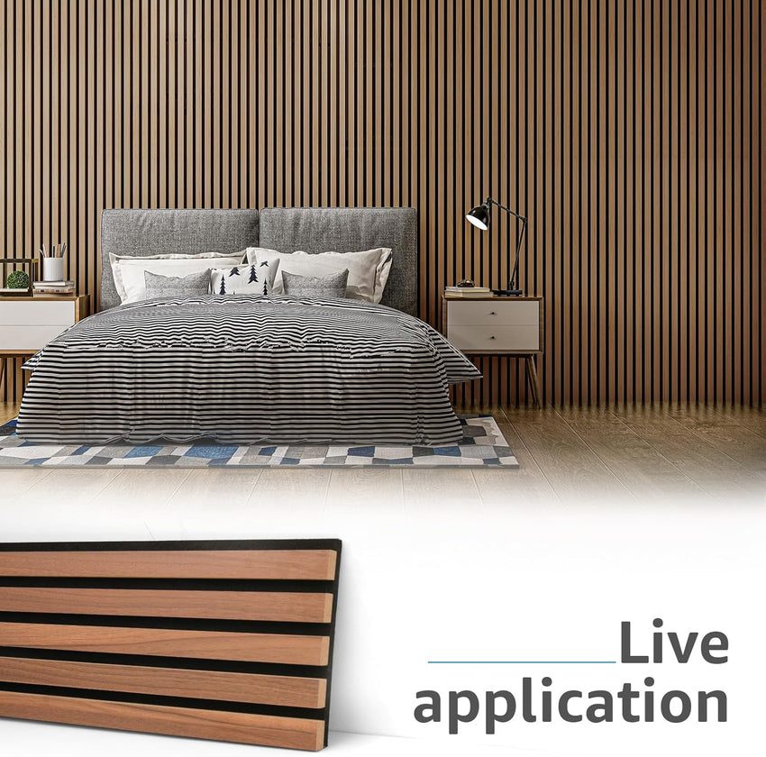 Art3d Acoustic Panel 3D Fluted Sound Absorbing Wall and Ceiling Panel â Walnut