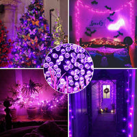 Christmas Lights Purple - low energy 35m/115ft 320 LEDs Memory Function 8 Modes End to End Plug Extendable Waterproof Outdoor Indoor Fairy Xmas String Lights for Halloween Tree/Party/Patio/Home/Garden Decor