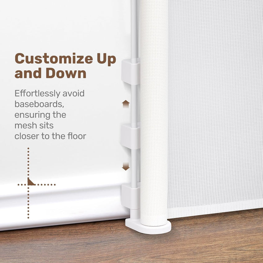 HollyHOME Retractable Stair Gate 300cm Extra Wide One-Hand Operation Baby Gate Safety Gate for Baby and Pets Indoor & Outdoor,White