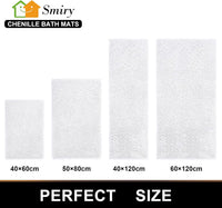 Chenille Bath Mat 50x75cm Absorbent Non-Slip Bathroom Rug White