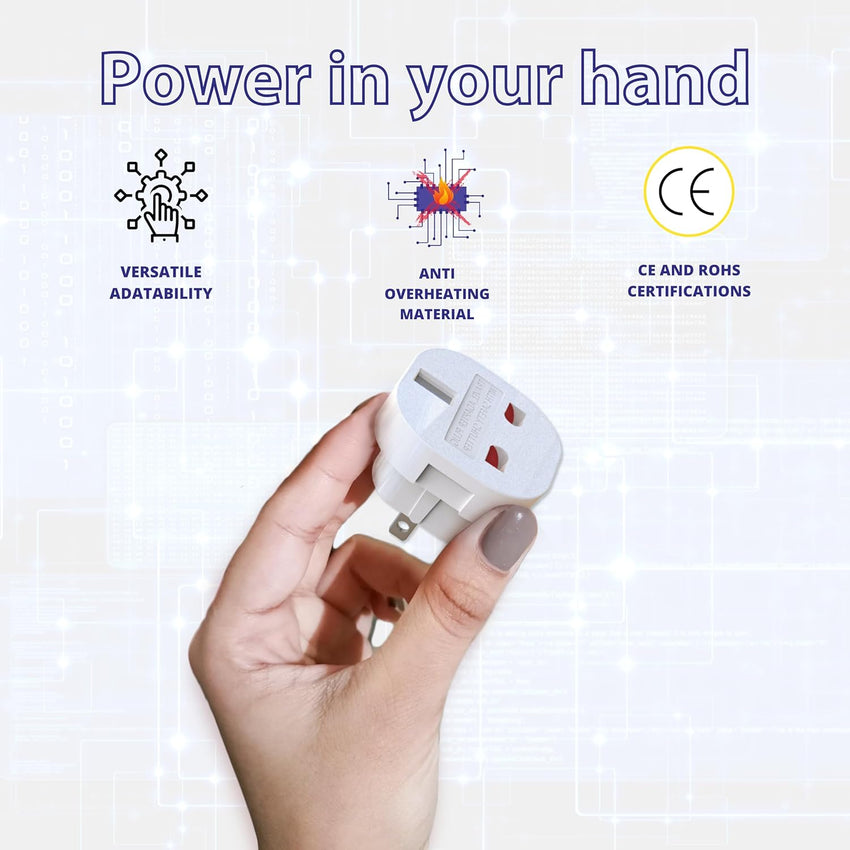 TechMax Pack of 2 UK to US Plug Adaptor Type G to Type A and B UK to USA, Canada, Japan, Thailand, Mexico, Jamaica, Dominican Republic, Barbados, China and more 2 Pin Flat Travel Adapter (White)