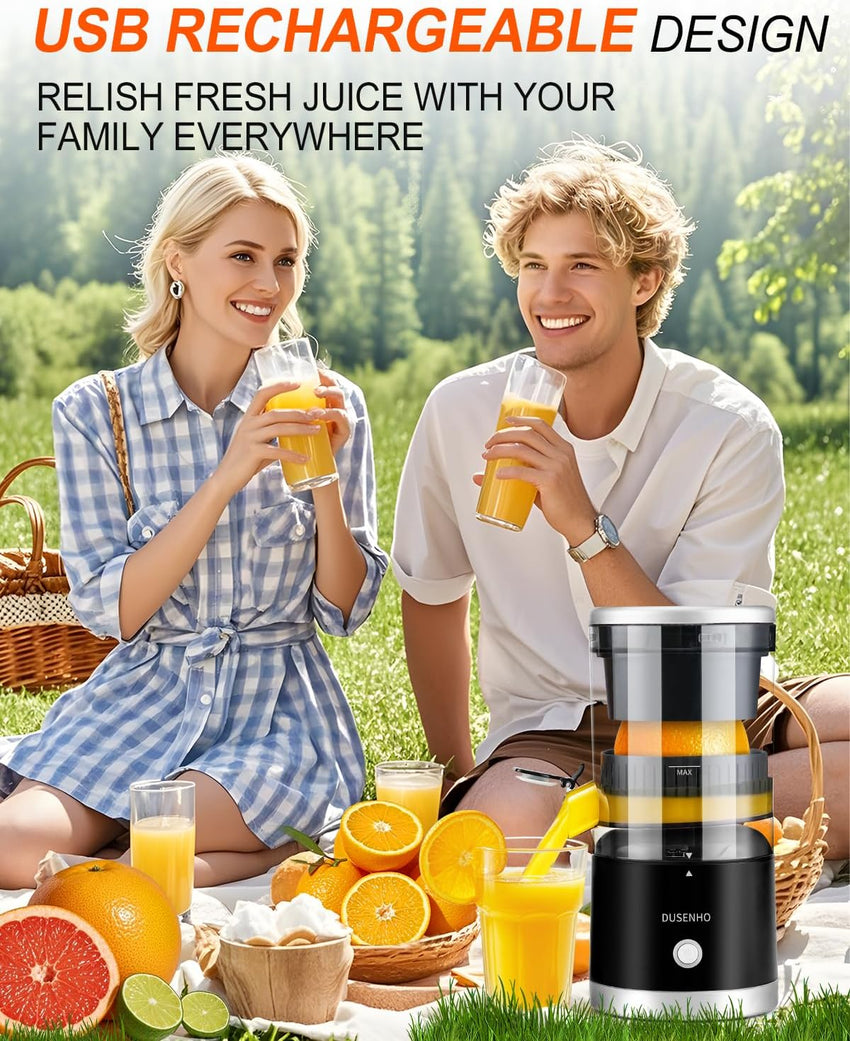 Electric Citrus Juicer Rechargeable - Electric Juicer Machines with USB and Cleaning Brush Portable Compact Juicer for Orange, Lemon, Limes