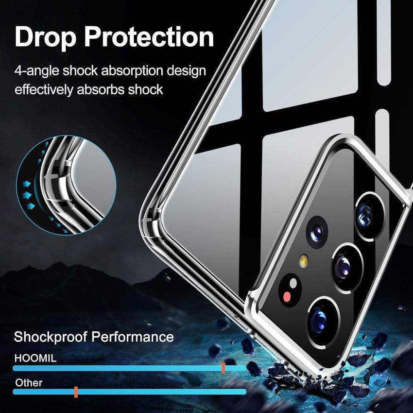 HOOMIL Case for Samsung Galaxy S21 Ultra 5G, Non-Yellowing, Drop Protection, Anti-Scratch Transparent Hard Back Phone Cover - Black