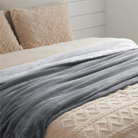 Bedsure Sherpa Fleece Blanket Queen Size - Fluffy Microfiber Solid Blankets for Bed Large Throw, Silver Grey, 220x240cm
