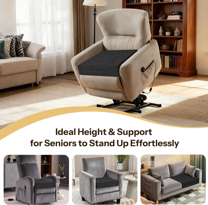 Recliner Cushion Non-Slip Padded Support Black 50x50x10cm
