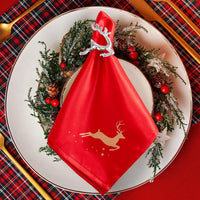 Christmas Cloth Napkins Set of 12 Soft Satin Reusable Table Napkins Ã¢ÂÂ Golden Deer
