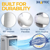 Air Conditioner Hose. Duct Portable Exhaust Vent with 5.9" Diameter, Anti-Clockwise Thread & Length up to 80". Compatible with LG, Delonghi and Many More Portable Air Conditioners