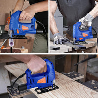 SORAKO 600W Corded Jigsaw for Wood & Metal | 800-3000SPM Electric Jigsaw with 6 Speeds + 3 Orbital Settings | 45ÃÂ° Bevel Cutting, 60mm Wood Cutting Depth