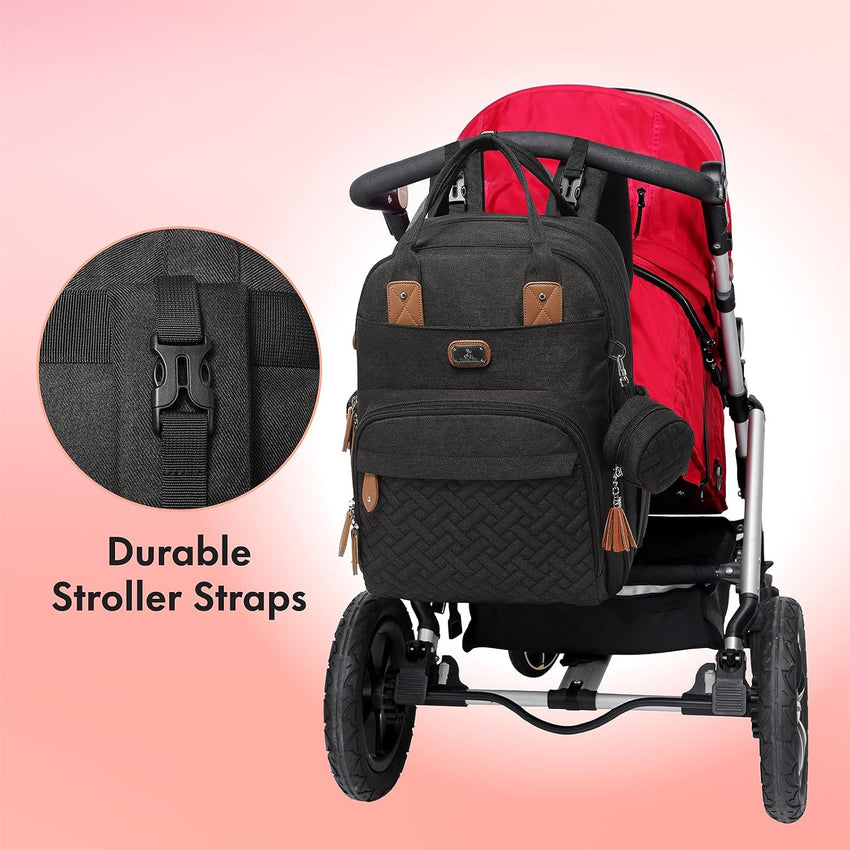 Dikaslon Baby Changing Bag Backpack with Mat & Straps Dark Grey