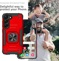 ShockProof Case for Samsung Galaxy S23 with Ring Kickstand, Bumper Armour Phone Cover for Samsung Galaxy S23 - Red