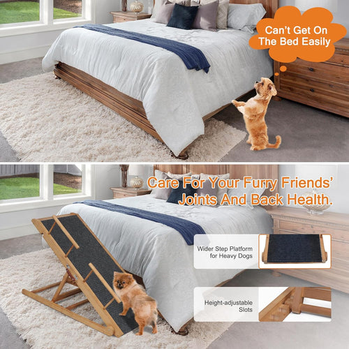 Height Adjustable Dog Ramp Portable Wooden Non-slip â 45cm