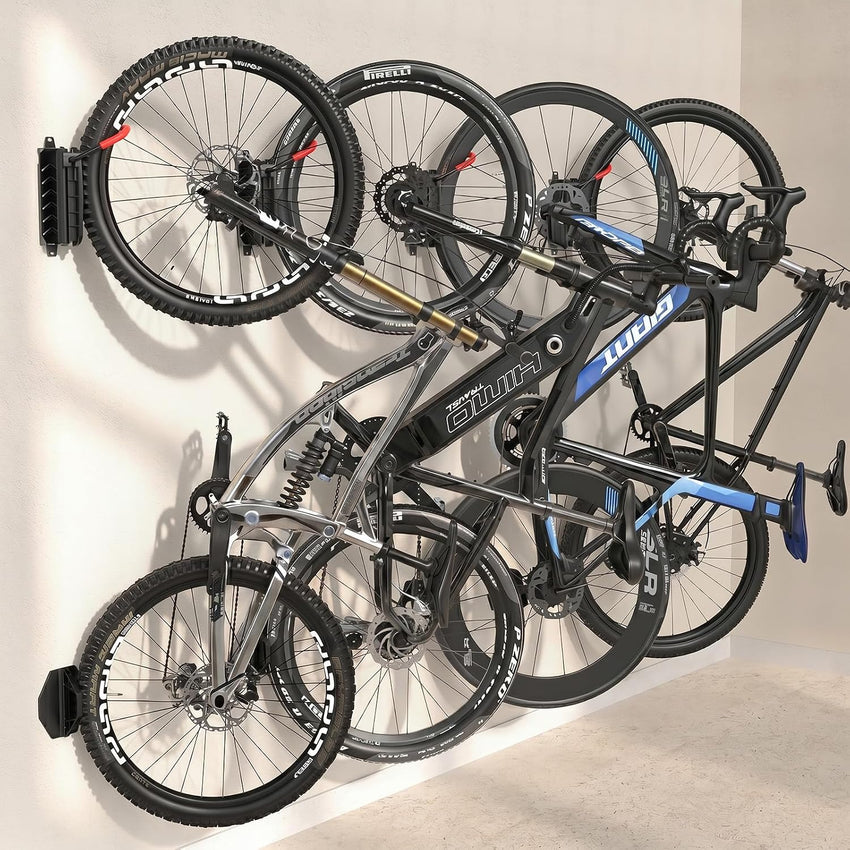 Housolution Swivel Bike Wall Mount, Vertical Bike Rack Wall Hanger, Bike Hangers for Garage, Mountain Bike Wall Mounts, Bicyckle Storage Rack for Garage, Holds up to 66lbs, Easy to Install (4 Pack)