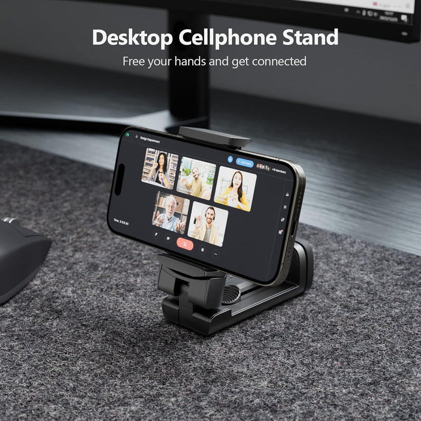 MiiKARE Portable Airplane Phone Holder 360^0 Rotation Phone Holder for Plane,Hands-Free Travel Essentials for Flying,Foldable Pocket-size Phone Stand Holiday Essentials Compatible iPhone&Android,Black