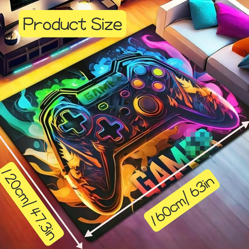 Gaming Area Rug Non-Slip Colourful Game Controller Carpet 47.3" x 63"