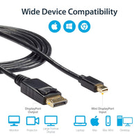 StarTech.com MDP2DPMM3 3 ft Mini DisplayPort to DisplayPort 1.2 Adapter Cable M/M, DisplayPort 4k with HBR2 support, 3 ft Mini DP to DP Cable