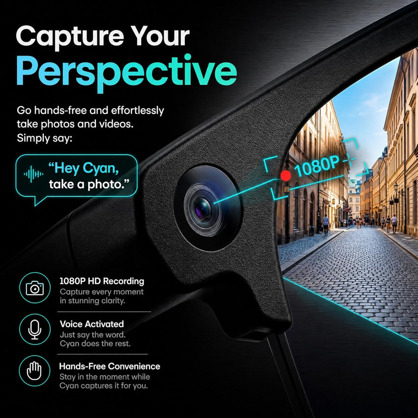 Smart Glasses 8MP Camera Open-Ear Speakers Bluetooth Voice Control Video Recording Real-Time Translation