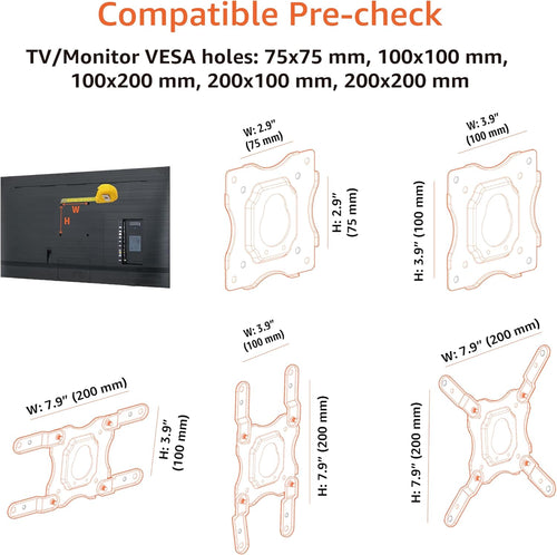 Amazon Basics Full-Motion TV Wall Mount For 12-Inch to 40-Inch, 30.5 - 101.6 cm TVs and VESA 200 x 200, Black