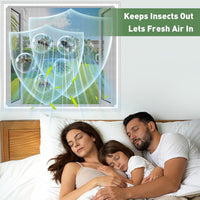 OWYR Adjustable Magnetic Fly Screen Window - DIY Fit Up to 120x130cm, Fiberglass Insect Mesh for Mosquito Net & Bug Screen, Full Frame Magnetic Strip Easy Installation (White Frame Grey Net)