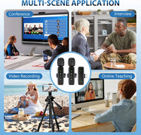 Wireless Lavalier Microphone Mini Clip-On for iPhone Android â 2-Pack