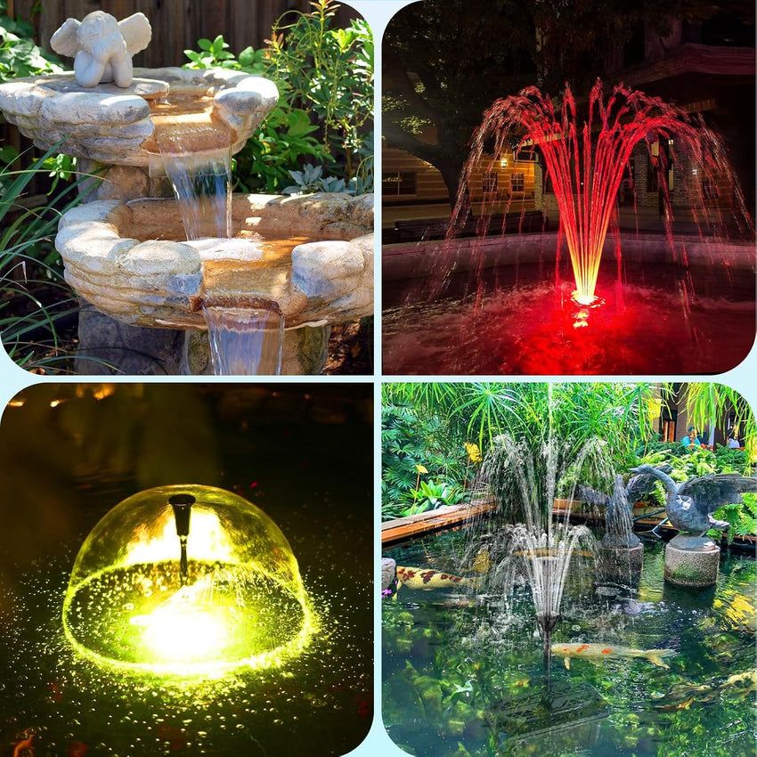 Pond Filter Pump & RGB Fountain Kit 2500 L/h Adjustable Flow 2500 L/h
