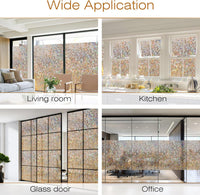 rabbitgoo Rainbow Window Film Privacy Film for Glass Windows, Decorative Stickers for Glass Privacy, Static Cling Self-Adhesive Vinyl Rainbow Stickers Gray Silver 90x300cm
