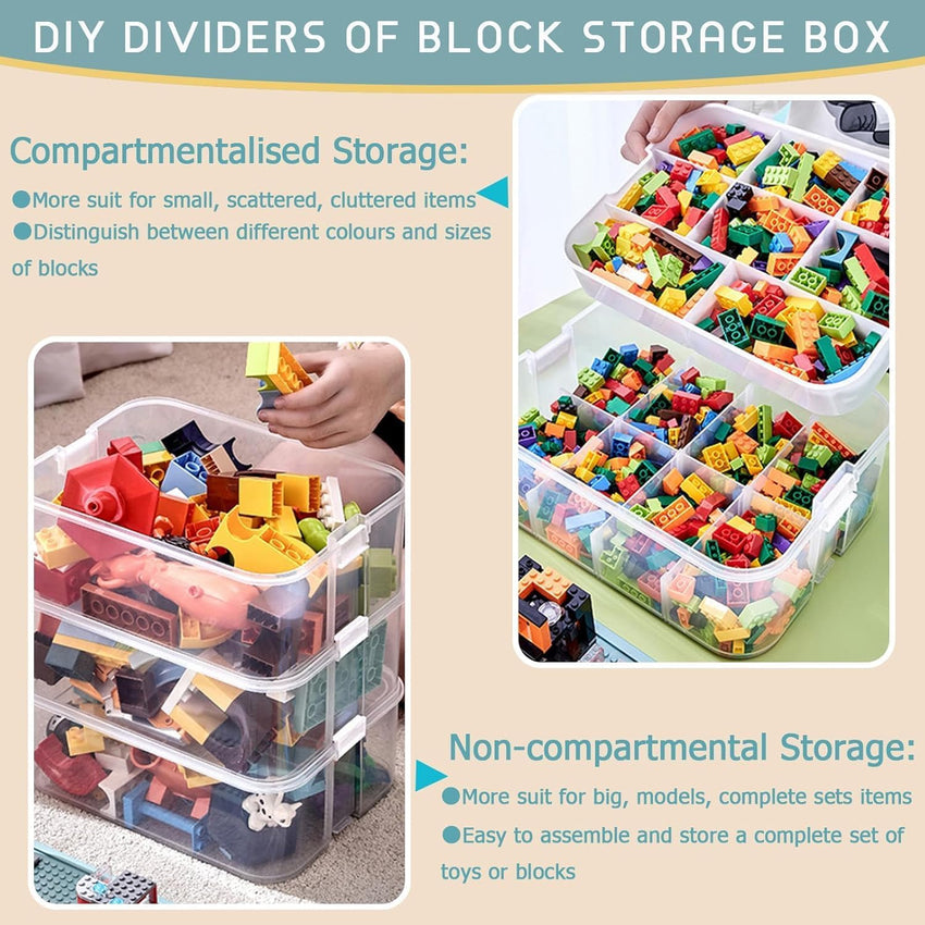 Stackable Toy Storage Case Plastic with Lids & Buckles 1-Tier Yellow