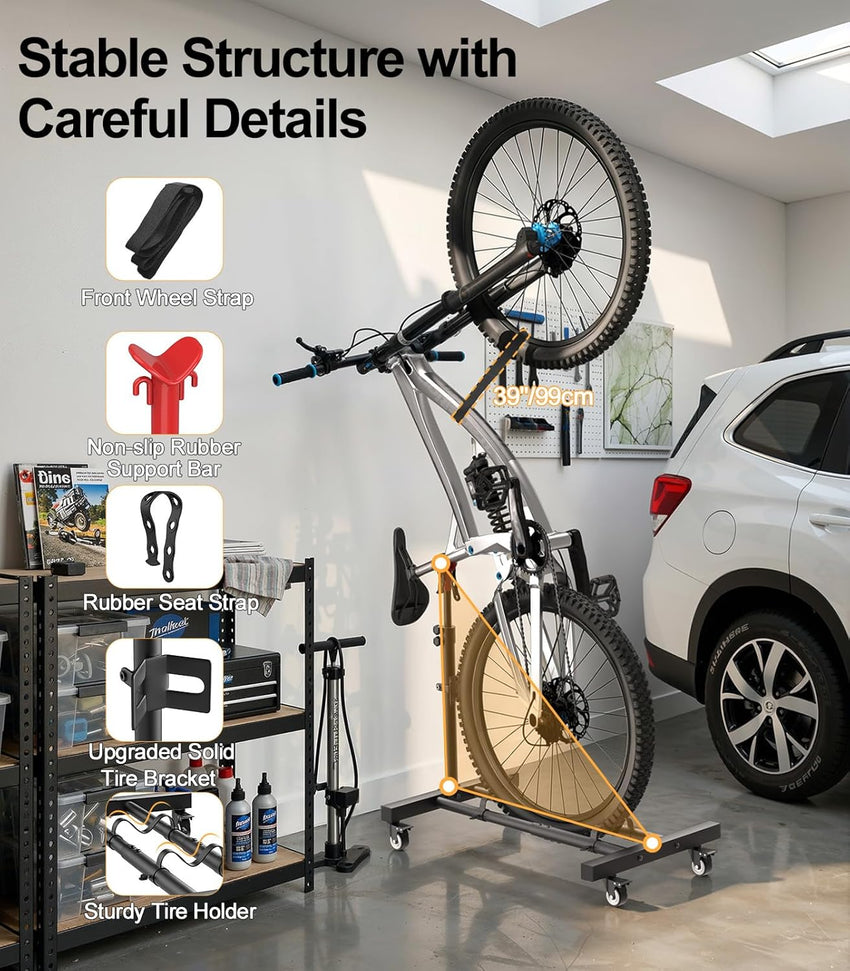 Vertical Bike Stand 360Â° Wheels Upright Storage 2 Pack up to 29in