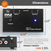Pyle Output PP777 Phono Turntable Preamp Mini Electronic Audio Stereo Phonograph Preamplifier Input, RCA Output & Low Noise Operation Powered by 12 Volt DC Adapter