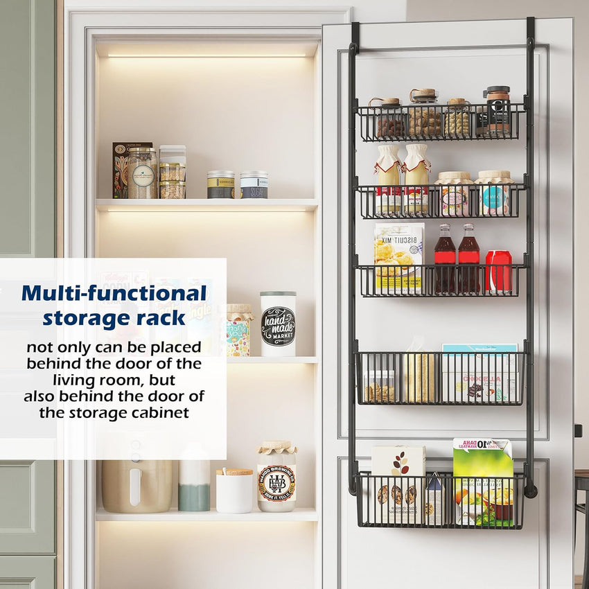 COVAODQ Over Door Spice Rack, 10-Tier, Pantry Organizer Metal Hanging Storage