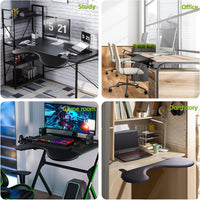 Giecy Desk Extender Tray,Foldable Arm Rest Elbow Wrist Rest Support Clamp on Desk,Computer Keyboard Tray Table Extension for Working,Studying and Gaming(Black)