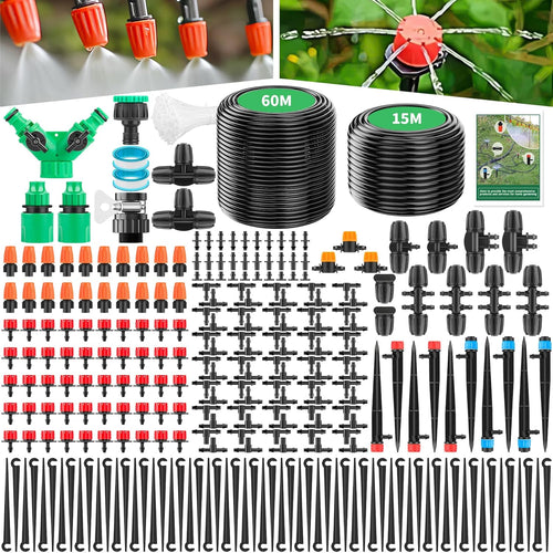 315 Pcs Garden Irrigation System Kit with 60m & 15m Pipes Automatic Drip System