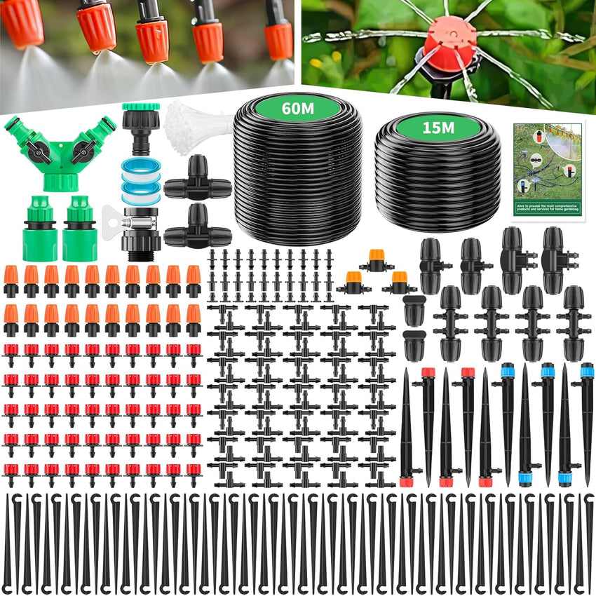 315 Pcs Garden Irrigation System Kit with 60m & 15m Pipes Automatic Drip System