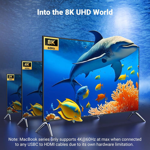 UGREEN USB C to HDMI 2.1 Cable 8K@60Hz 4K@240/144/120Hz Type C Thunderbolt 5/4/3 HDMI HDR Lead Compatible with MacBook iMac Mac Mini iPad Pro iPhone 17 16 Galaxy Tab 10 S25 Surface XPS Pixel 10(2M)