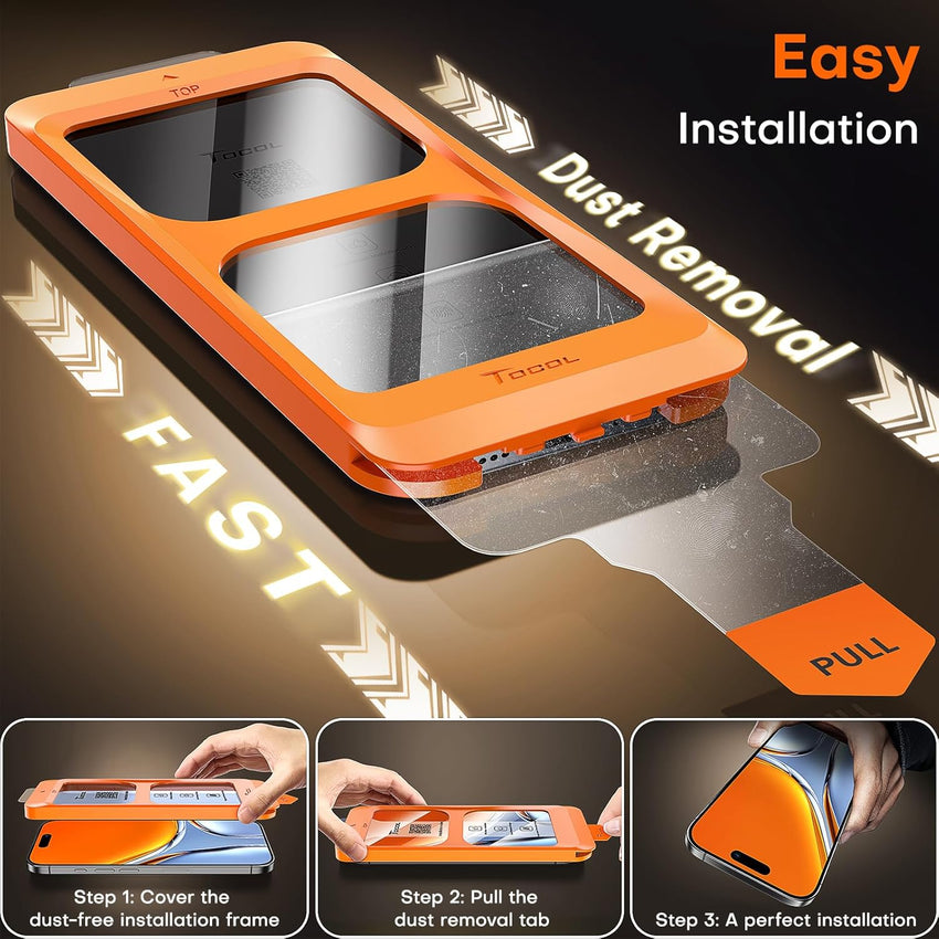 TOCOL 2 Pack Screen Protector for iPhone Air 6.5-Inch, Instant Installation, Tempered Glass HD Clear, Military Grade Shatterproof, Case Friendly, Full Coverage Protection for iPhone 17 Air